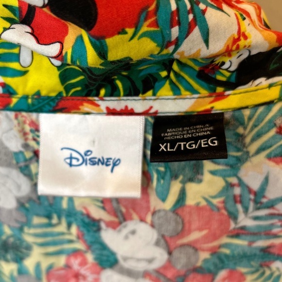 Disney Mickey Mouse Tropical Hawaiian Shirt Mens XL Aloha Button Up - Picture 4 of 5